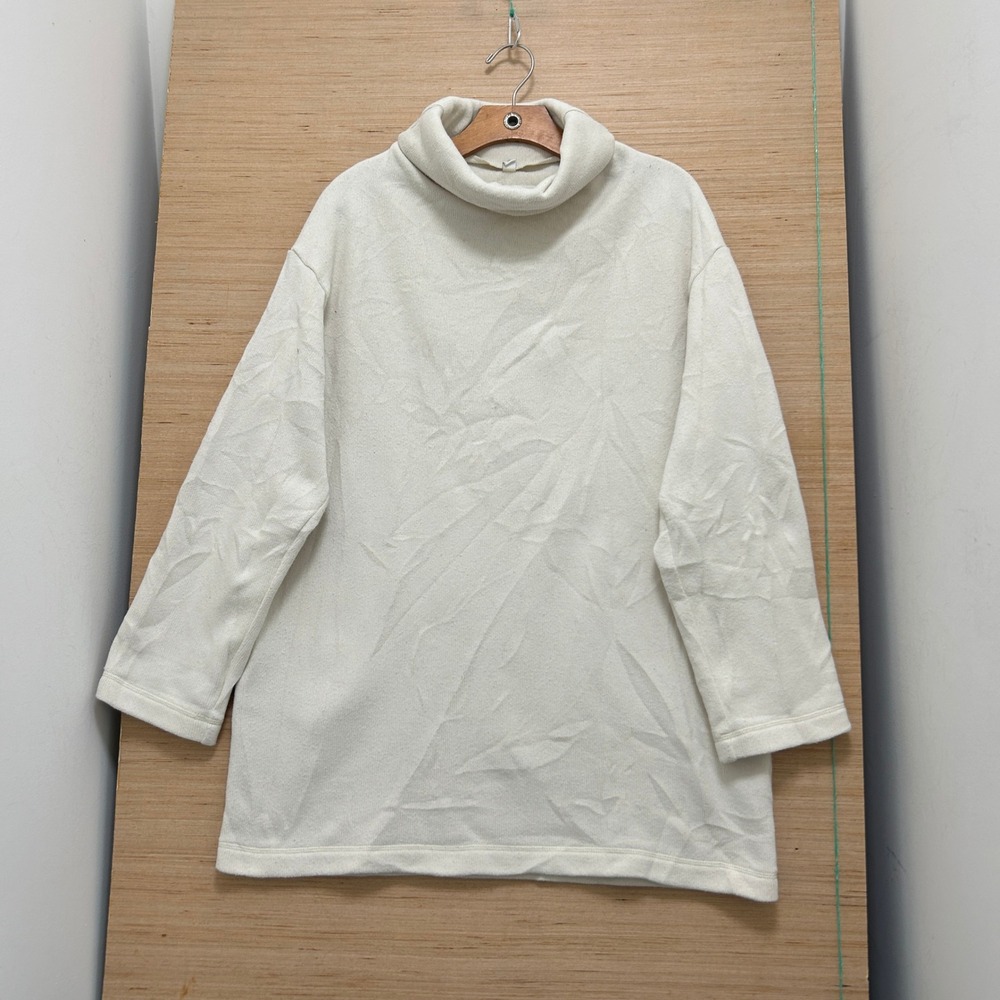 Uniqlo Mens Cream Off-White Relaxed Turtleneck Knit Sweater Large 5555
